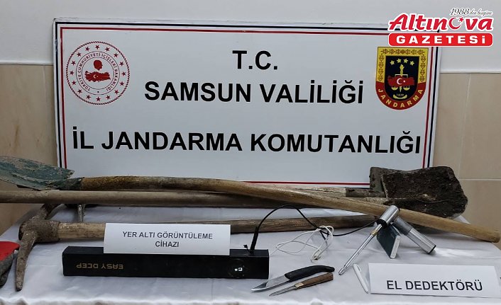 Alaçam'da kaçak kazı yapan 5 şüpheli suçüstü yakalandı