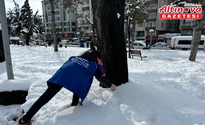 Bafra'da Genç Gönüllülerden kuşlara yem desteği