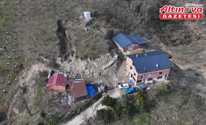 Trabzon'daki heyelan bölgesi havadan görüntülendi