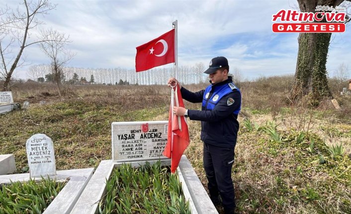 Terme'de şehit mezarlarına bakım yapıldı