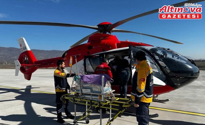 Tokat'ta ambulans helikopter 14 günlük bebek için havalandı