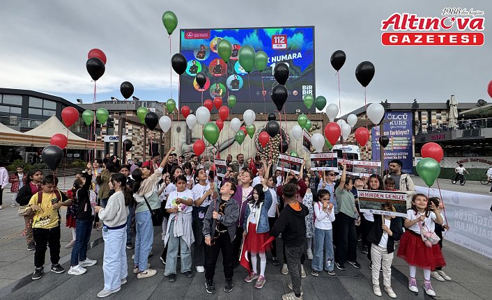 Çorum'da çocuklar, Filistin'deki kardeşlerinin özgür kalması için balon uçurdu