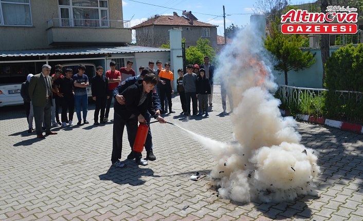 Havza'da yatılı Kur'an kursunda yangın tatbikatı yapıldı