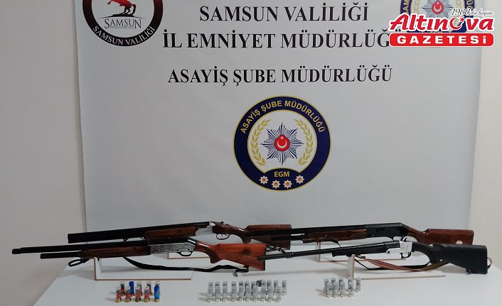 Samsun'da düzenlenen operasyonda 4 ruhsatsız tüfek ele geçirildi