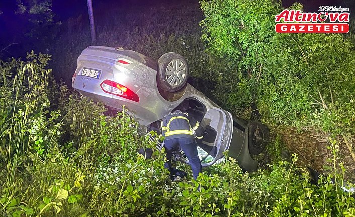 Bafra'da tarlaya devrilen otomobilin sürücüsü yaralandı