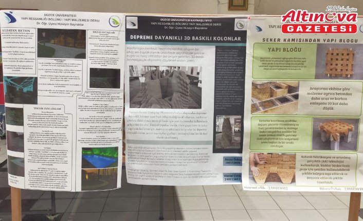 Düzce'de yüksekokul öğrencilerinden yenilikçi yapı malzemeleri sergisi