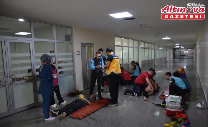 Gümüşhane'de hastanede yangın tatbikatı yapıldı