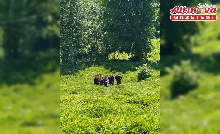Rize'de çay bahçesinde düşerek mahsur kalan kişiyi ekipler kurtardı
