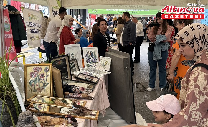 Samsun'da kurulan sıfır atık pazarında alışveriş takas yöntemiyle yapılıyor