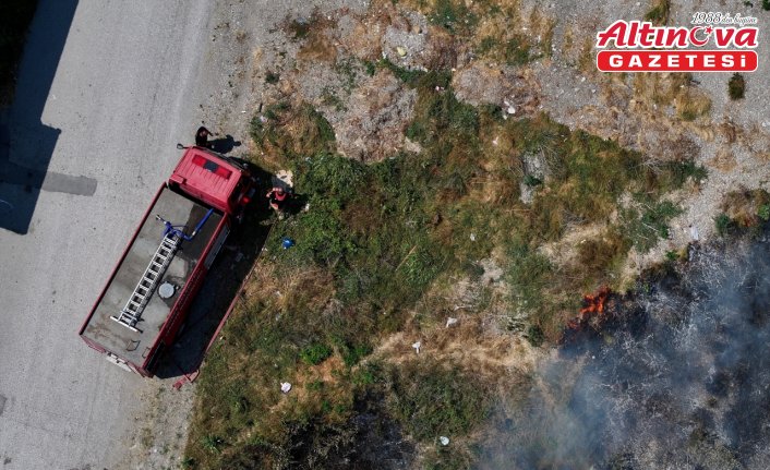 Düzce'de çalılık alanda çıkan yangın söndürüldü