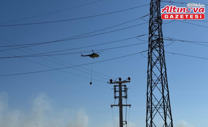 İzmir'in Urla ilçesinde çıkan orman yangınına müdahale ediliyor