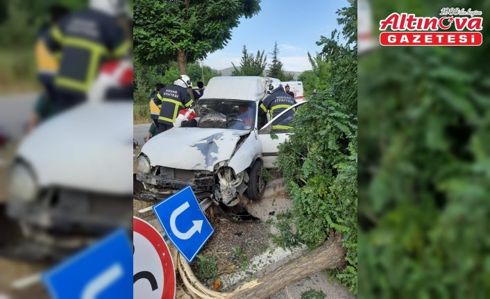 Tokat'ta hafif ticari araç ağaca çarptı, 4 kişi yaralandı