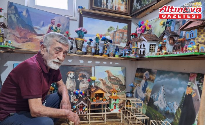 Zonguldaklı emekli işçi, atölyeye dönüştürdüğü kömürlüğünde 15 yıldır resim yapıyor