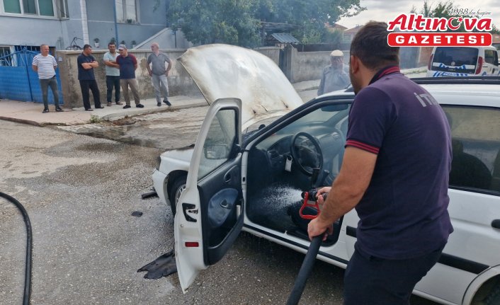 Çorum'da yanan araçta hasar oluştu