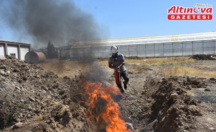 Gümüşhane'de iş kazalarında yangın söndürme tatbikatı yapıldı