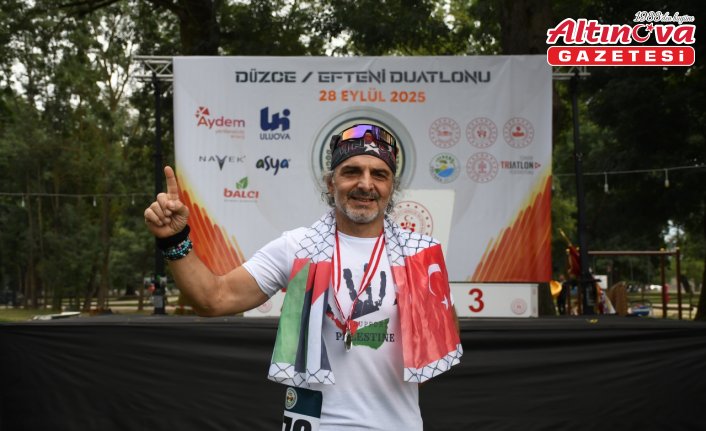 Düzce'de koşu ve bisiklet turundan oluşan Efteni Duatlonu düzenlendi