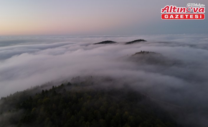 Samsun'da 1000 rakımlı mahallede oluşan “sis denizi“ dronla görüntülendi
