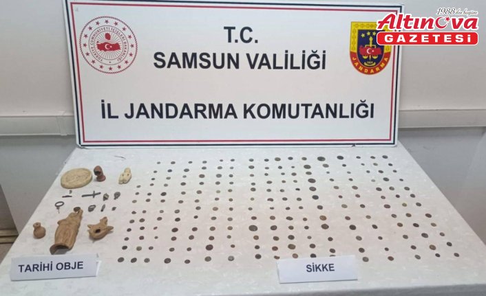 Samsun'da 201 sikke ve 17 tarihi obje ele geçirildi