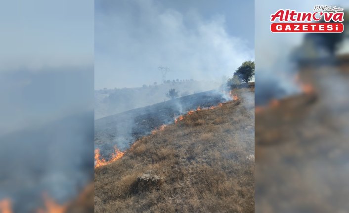 Tokat'ta makilik alanda çıkan yangına müdahale ediliyor