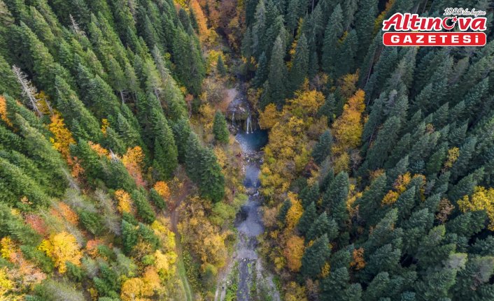 Azdavay'ın saklı güzelliği “Saray Şelalesi“nde sonbahar tüm renkleriyle yaşanıyor