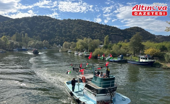 Bartın Irmağı'nda Küresel Sumud Filosu'na destek için teknelerle konvoy yapıldı