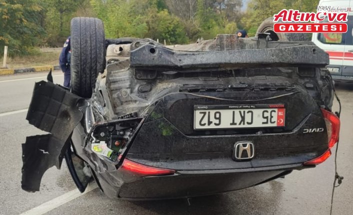 Karabük'te devrilen otomobilin sürücüsü yaralandı