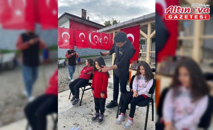 Tekkeköy'de öğrencilere Cumhuriyet Bayramı öncesi bayram tıraşı yapıldı