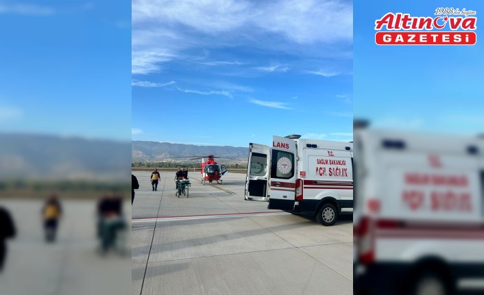 Tokat'ta ambulans helikopter vücudunda yanıklar oluşan kişi için havalandı