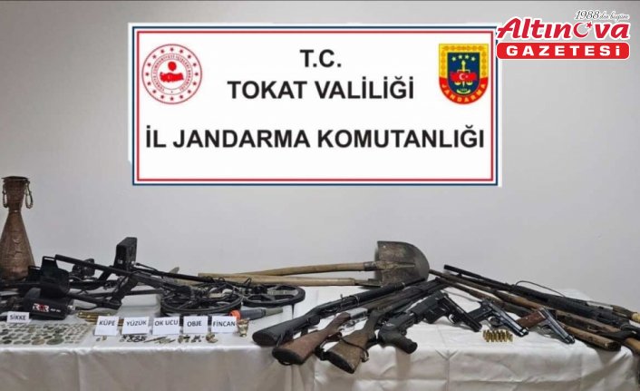 Tokat'ta kaçak kazı yaparken yakalanan şüphelinin evinde 144 sikke bulundu