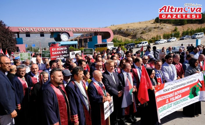 Tokat'ta üniversite öğrencileri “Özgürlüğe Yürüyoruz“ sloganıyla Gazze'ye destek verdi