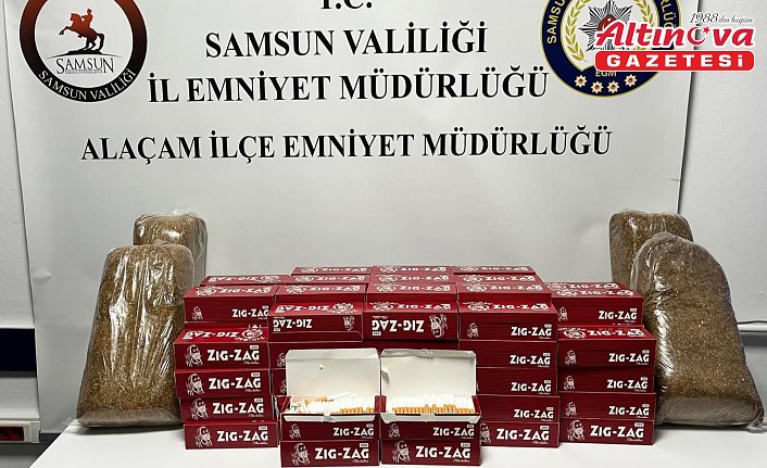 Alaçam'da düzenlenen operasyonda 19 kilo kaçak tütün ele geçildi