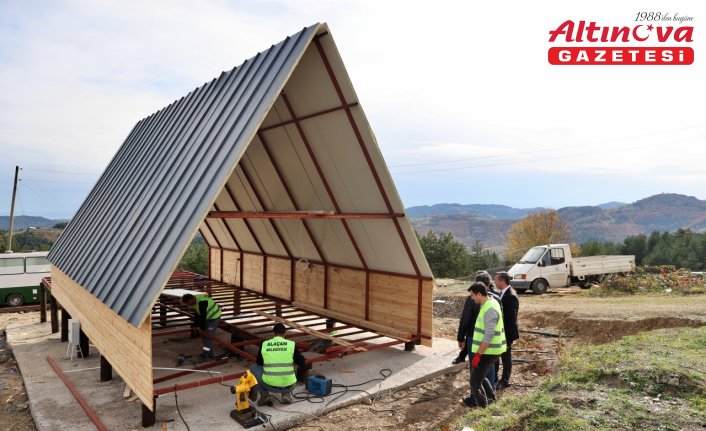 Alaçam Belediyesi personel maaşını ürettiği bungalovlarla ödüyor