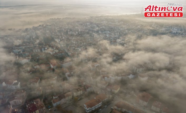 Atatürk'ün talimatıyla planlanan Taşköprü ilçesi yoğun sis altında görüntülendi