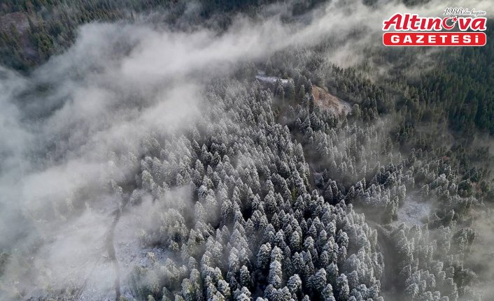 Karabük'te Sarıçiçek Yaylası'nda kar ve sis etkili oldu