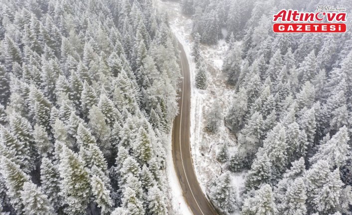 Bolu, Düzce ve Karabük'ün yüksek kesimlerindeki kış manzaraları havadan görüntülendi