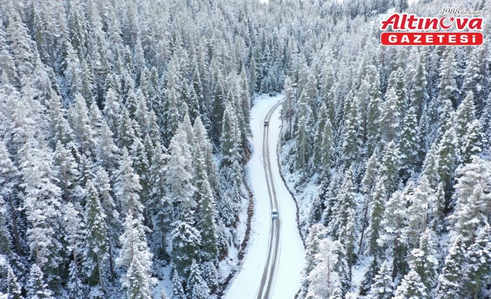 Bolu'nun yüksek kesimlerinde kar kalınlığı 10 santimetreye ulaştı