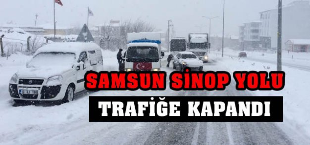 Gece yağan yoğun kar yağışı Bafra’da Trafiği olumsuz etkiledi.