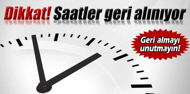 Saatler yarın gece geri alınacak!