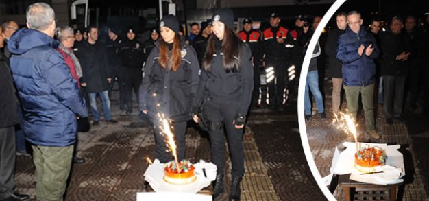 Samsun Emniyet Müdürü Yavuz'dan personele pasta sürprizi