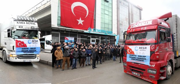Samsun'dan Halepliler için 8 tır yardım malzemesi