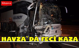 Havza'da yolcu otobüsü ile kamyon çarpıştı: 5 yaralı