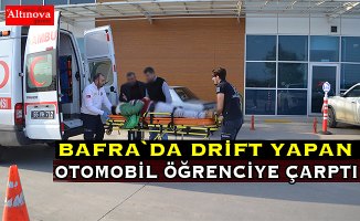 Drift yapan otomobil öğrenciye çarptı
