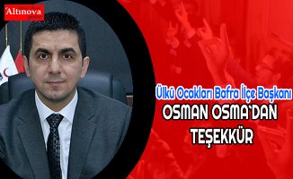 Ülkü Ocakları Bafra İlçe Başkanlığı`ndan teşekkür