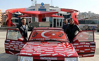 Otomobilini şehitlerin isimleriyle donattı