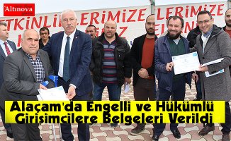 Alaçam'da Engelli ve Hükümlü Girişimcilere Belgeleri Verildi