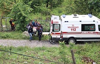 Fındık bahçesine devrilen otomobilin sürücüsü yaralandı