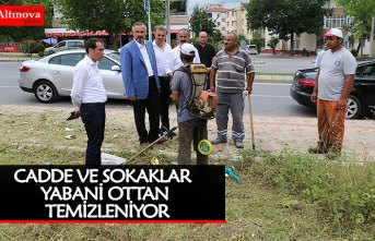 BAFRA BELEDİYESİ CADDE VE SOKAKLARI YABANİ OTTAN TEMİZLİYOR