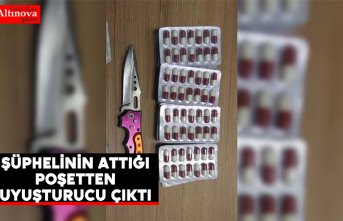 Şüphelinin attığı poşetten uyuşturucu çıktı