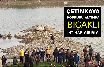 Köprüde bıçaklı intihar girişimi