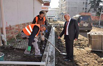 Terme Belediyesi yol ve kaldırım çalışması
